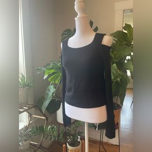 Express Large Black Knit Sweater with Shoulder Cutouts